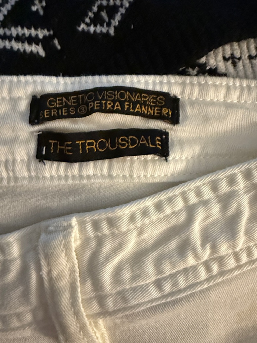 Genetic Denim White Jeans with Rose Gold Buttons and zippers